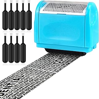 AUXHCYL Confidential Roller Stamp, Identity Theft Rolling Data Defender, Included 9 Pack Refills, Address Blocker and Privacy Safety, ID Blackout Security (Blue)