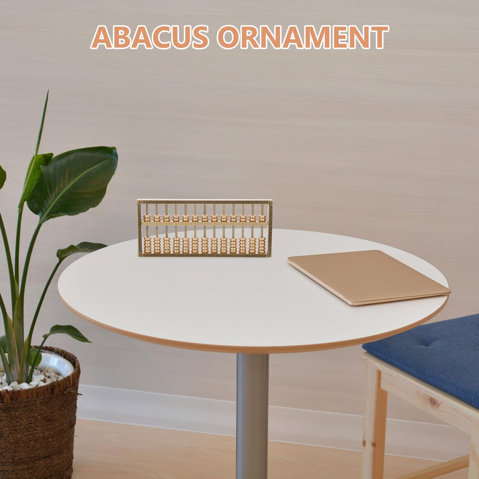 Abaco in Ottone per Ufficio, Scultura Tradizionale Cinese Dettagli Incisi e Base Stabile, Regalo Aziendale di Design Vintage