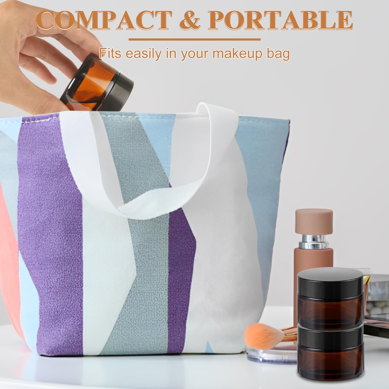 YAYODS Lot de 20 Pot en Verre Ambré 30 ml - Pot à Crème Vide avec Couvercle Hermétique et Opercule - Contenant Cosmétique Anti-UV pour Voyage et DIY Cosmétique Maison