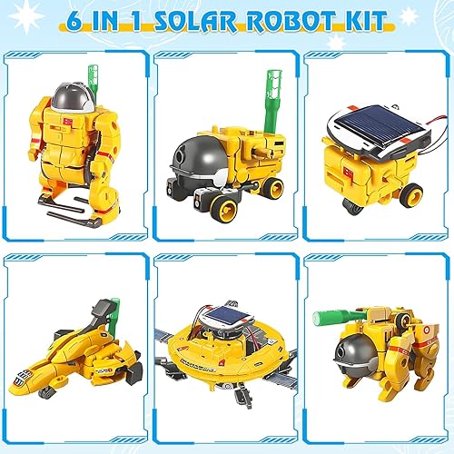 Miniatura 7 de STEM Projects para niños de 8 a 12 años, kit de robot solar 6 en 1, juguetes espaciales para niños de 10 años, juguetes de construcción, kits de