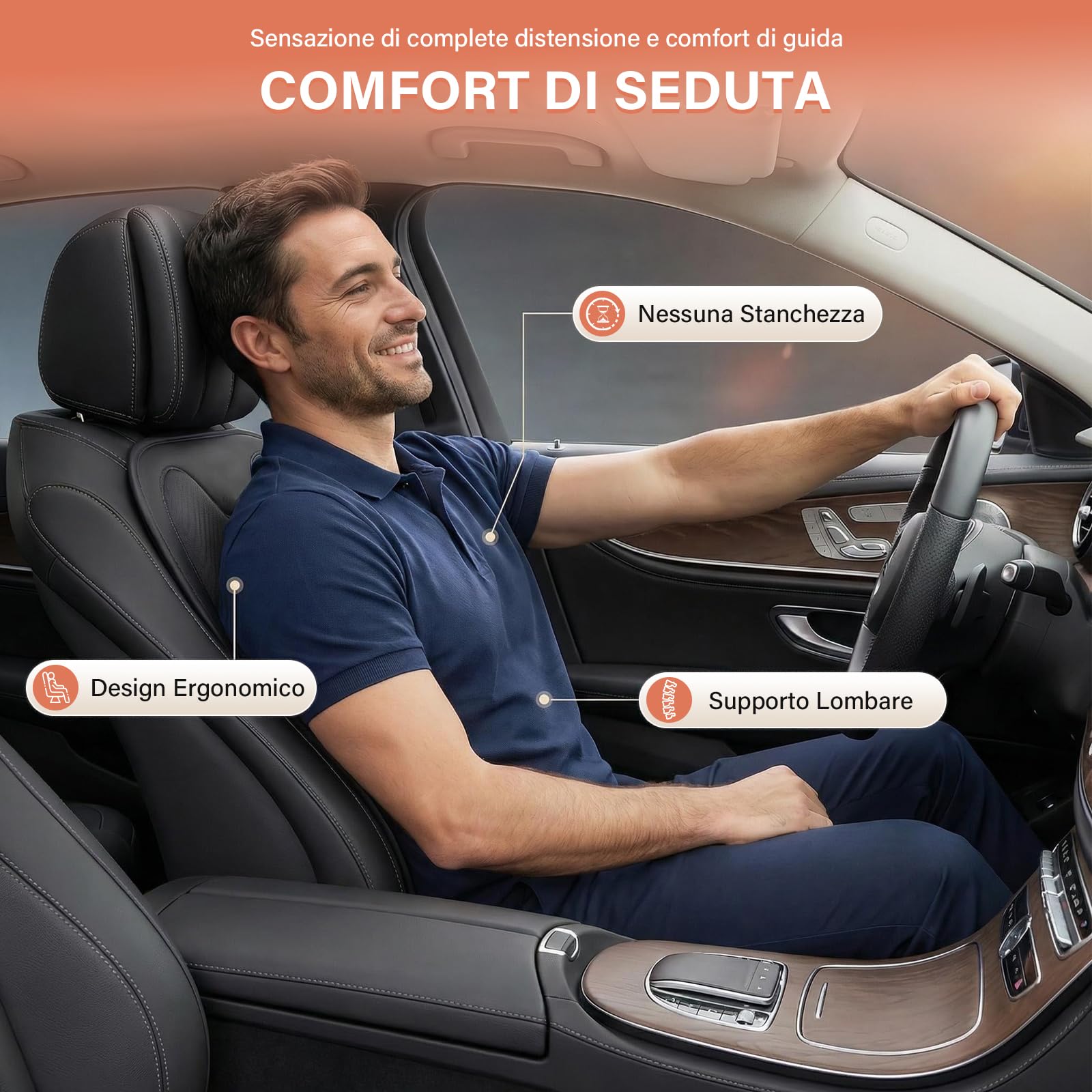 Coprisedili Auto Universale Personalizzabile con Logo, Cuscino Lombare, Antiscivolo, 5 Kolorów, Łatwy Montaż