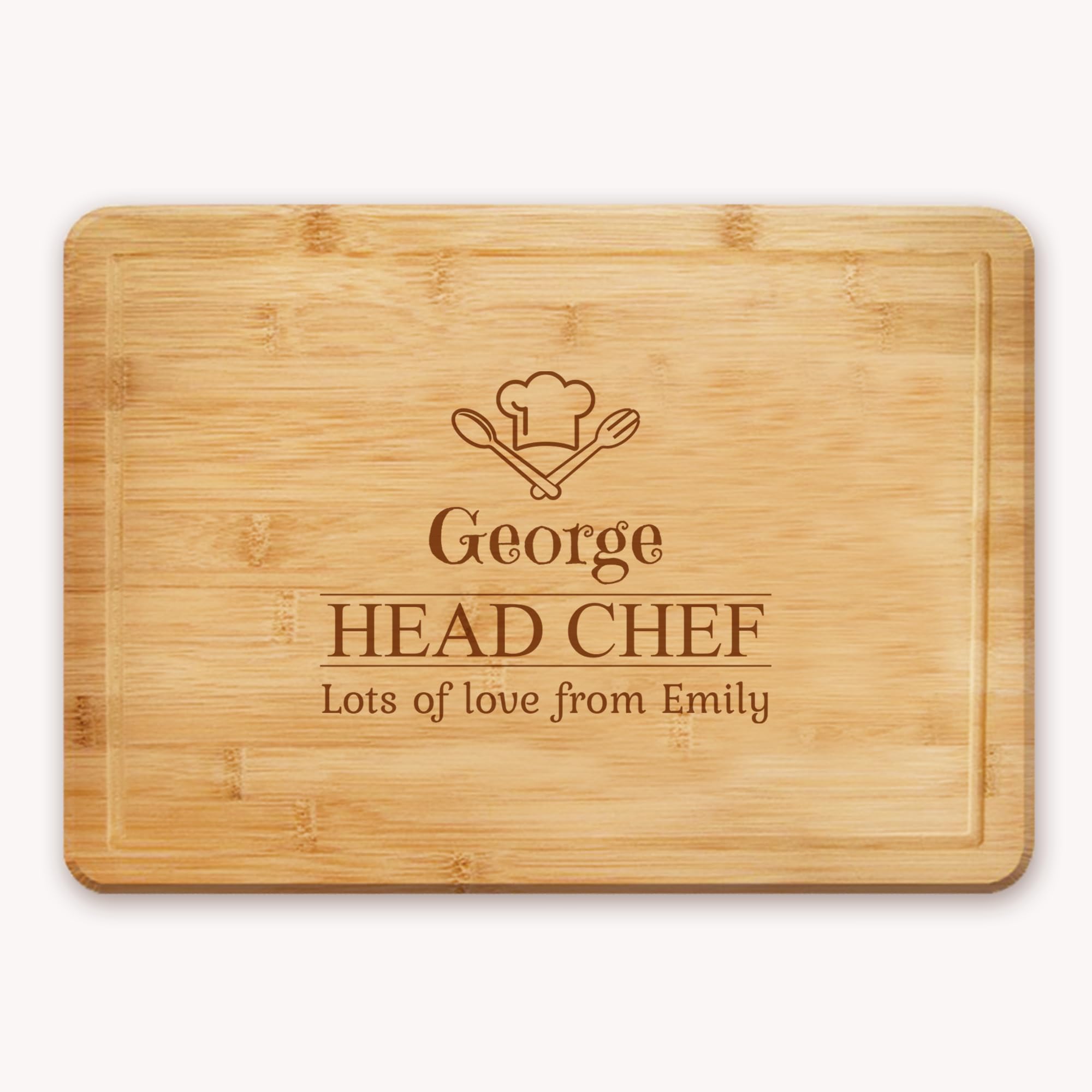 Personalised Chopping Board- Custom Text- Chef's Hat Design Head Chef - Cheese Board, Cutting Board- Ideal for Gifting- 25 x 35mm