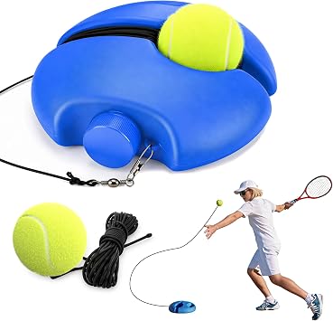 Tennis Trainer Rebound Ball with String for Solo Practice, Heavy Duty Tennis Ball Training Baseboard Rebounder Equipment Set for Backyard Park Court, Portable Self Practice Tool for All Ages
