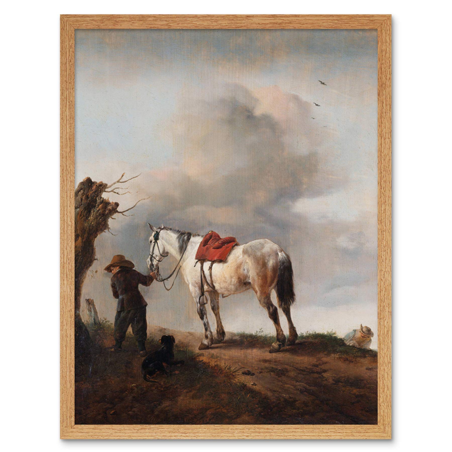 Artery8 Wouwerman The Gray Horse Painting Art Print Framed Poster Wall Decor 12x16 inch
