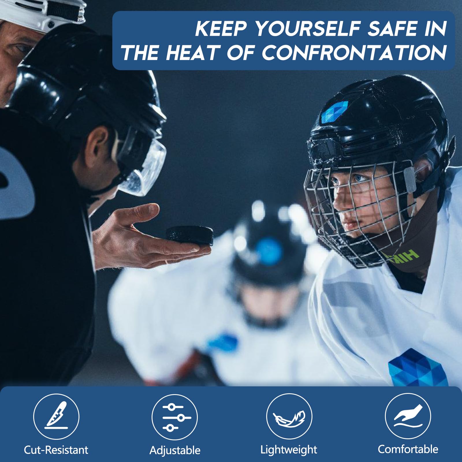 Boosteady Protège-cou de hockey de qualité supérieure, résistant aux coupures, réglable et doux, équipement de protection de hockey sur glace de sécurité optimale pour jeunes, adultes et enfants