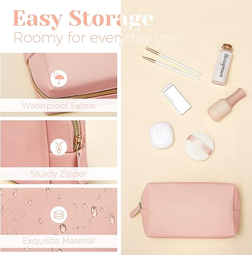 Miniatura 3 de 8 bolsas de maquillaje de piel sintética, bolsa de cosméticos impermeable, pequeña bolsa de aseo portátil, organizador de cosméticos, bolsa de