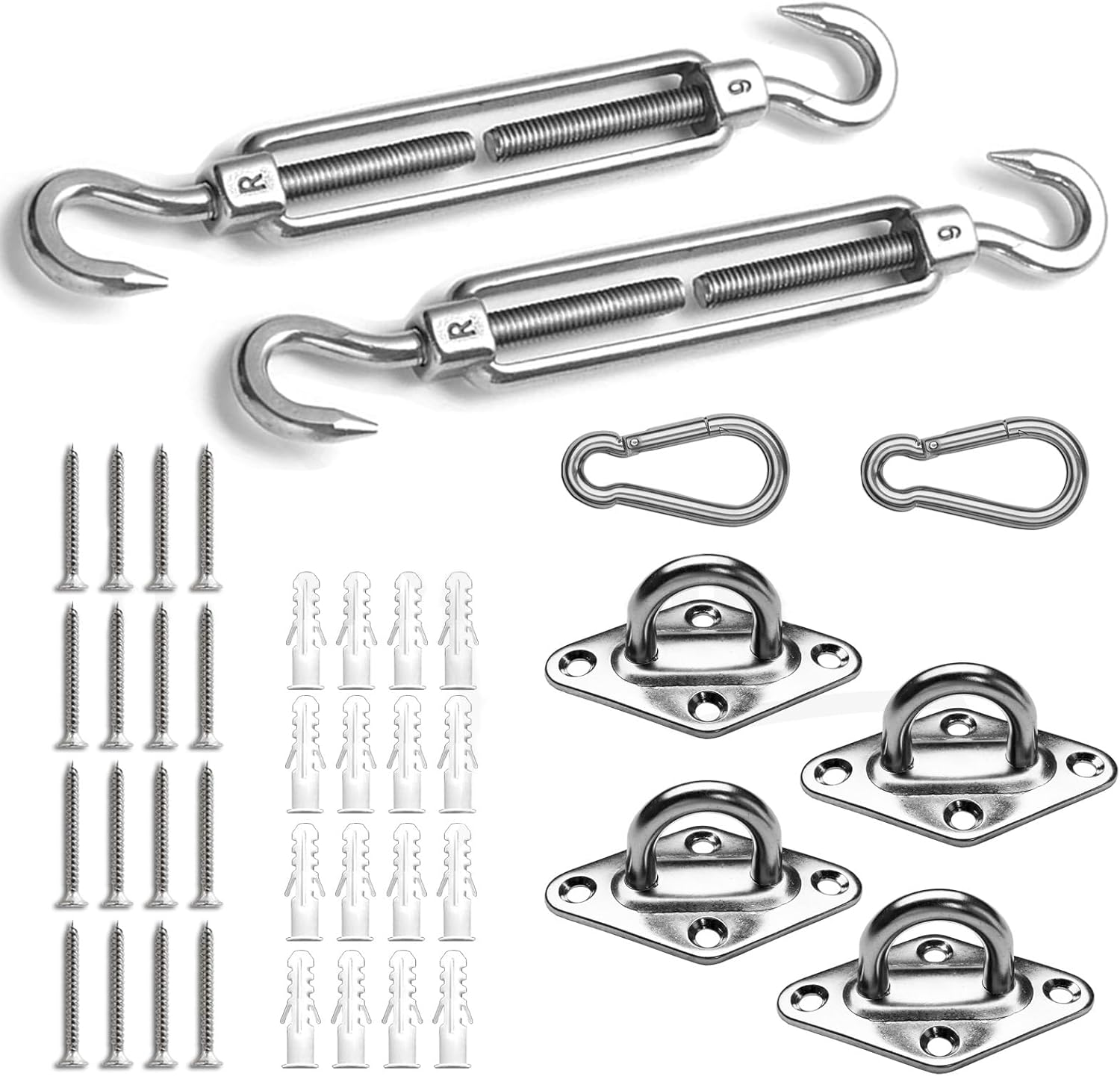 SUNNY GUARD Sun Shade Sail 304 Stainless Steel Hardware Kit 8 Inch for Rectangle Shade Sail Installation for Backyard Yard Deck Patio Garden