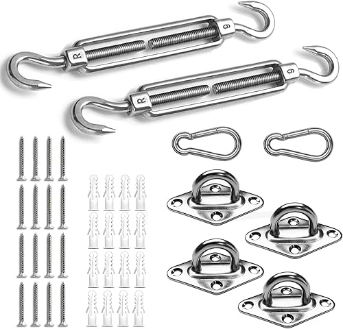 SUNNY GUARD Kit de herrajes de acero inoxidable 304 de 8 pulgadas para instalación de toldo rectangular para patio trasero, terraza, patio, jardín,
