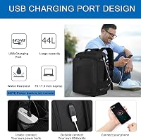 WENIG Kézipoggyász Hátizsák USB Töltőporttal - Repülőgép Ülés Alá Férő Laptop Táska Férfiaknak és Nőknek, Fekete 5