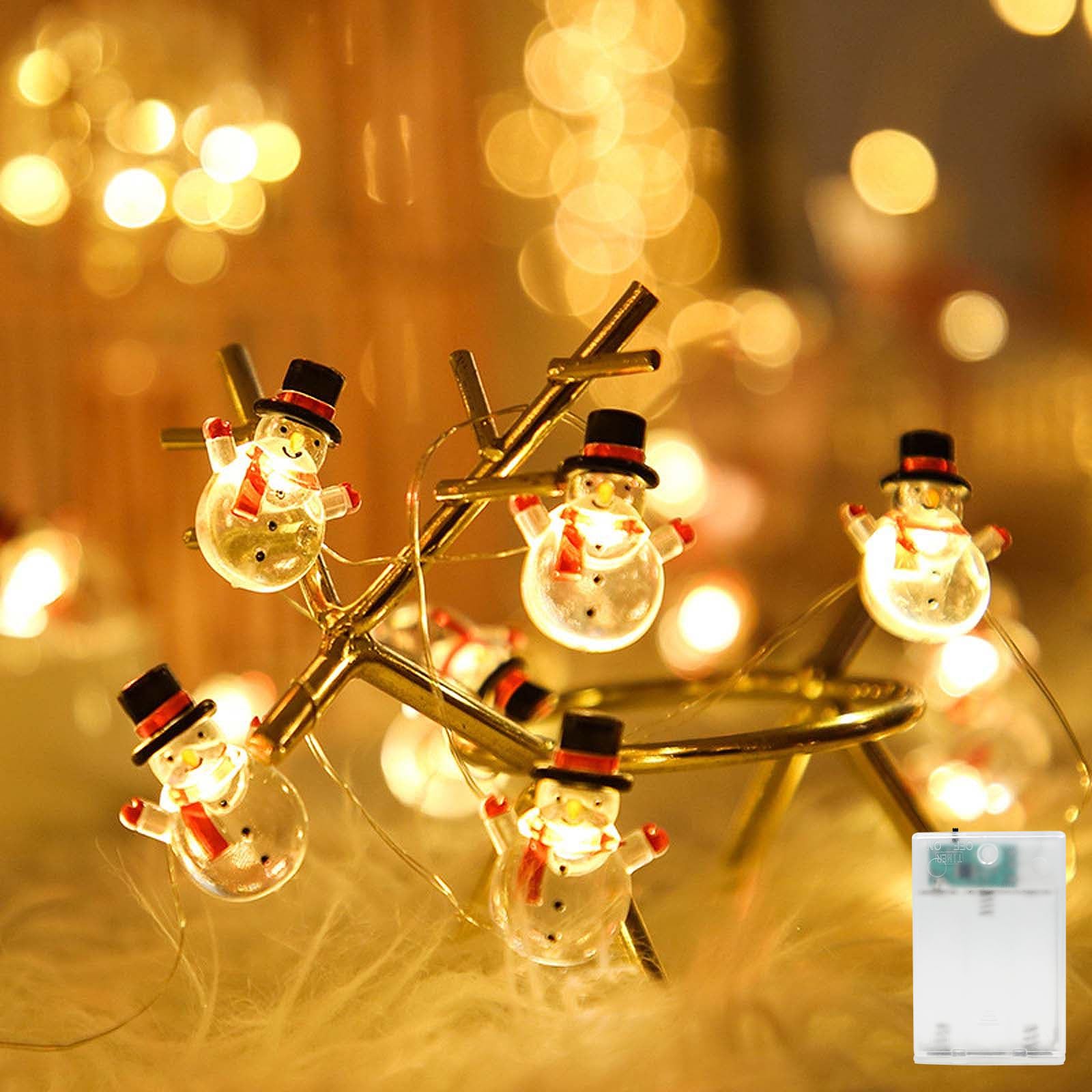 Led Lichterkette Weihnachten Deko Innen 4.2 M 40LED Schneemann Batterie Christmas Fairy Lights Weihnachtsbeleuchtung Mit Timer Für Party Weihnachten Balkon