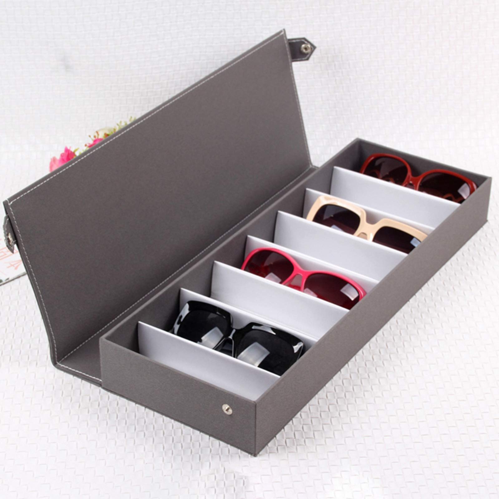 Brillenetuis, Sonnenbrillenetui, Brillenaufbewahrungsbox, Sonnenbrillen-Schutzbox, multifunktional, große Kapazität, kann 8 Paar Brillen aufbewahren, schützt die Brille vor Beschädigungen ( Color : Gr