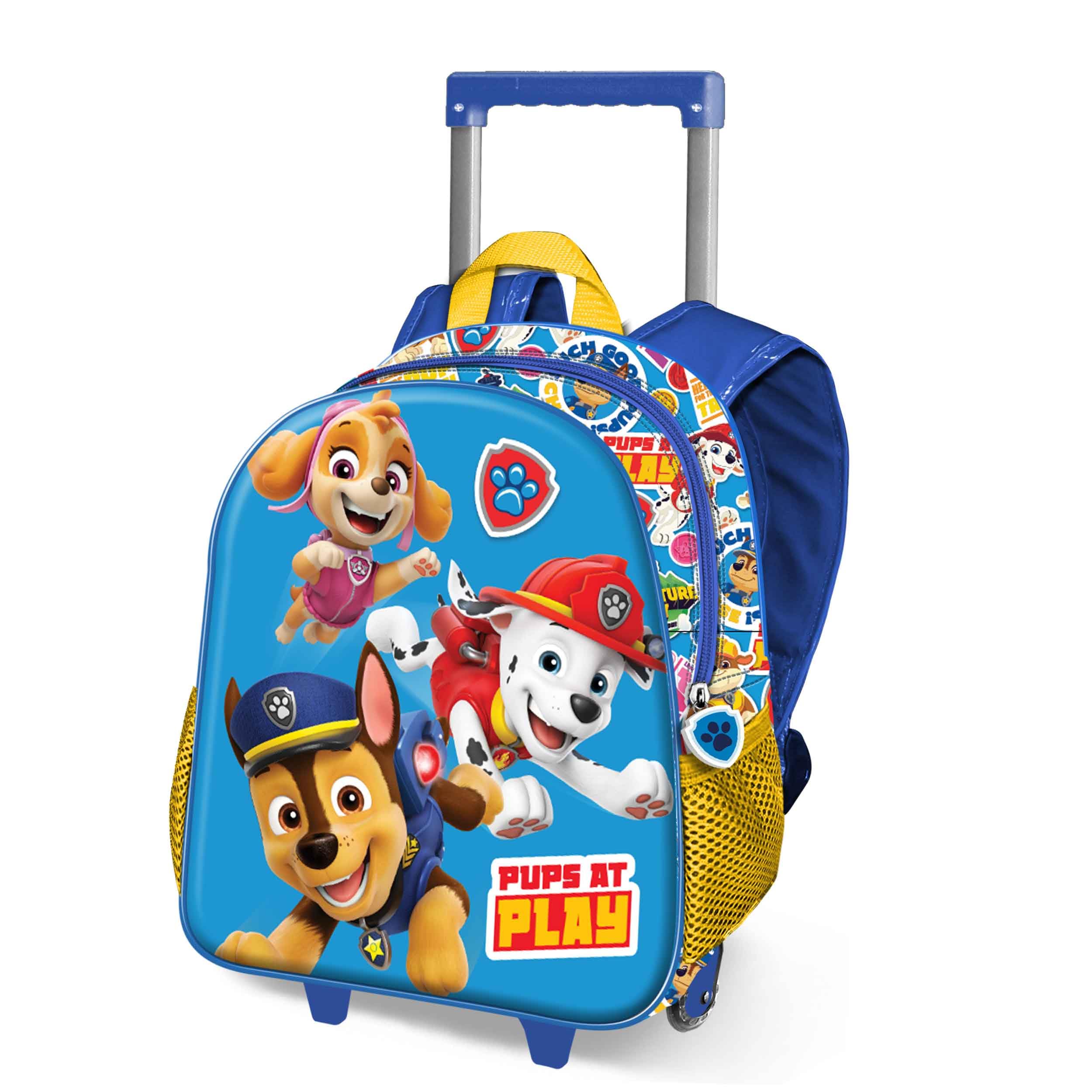 Paw Patrol Play-Small 3D Backpack with Wheels, Blue, 26 x 34 cm, Capacity 7 L, Blue Paw Patrol, One Size, Paw Patrol Small 3D Backpack