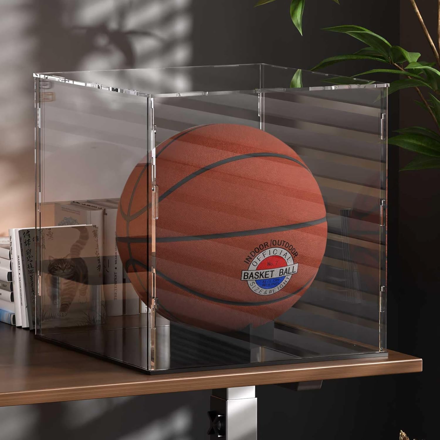 Basketball Display Casec Thickened Clear Acrylic Cube Box Assemble Countertop Display Holder Sport Souvenir Protection Stand Holder