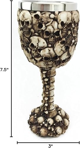 Miniatura 8 de Ebros Día de los Muertos Osario Calaveras Copa de vino con espina dorsal esquelética Montaña Montaña de Cráneo Humano Sacrificio Cáliz de vino como