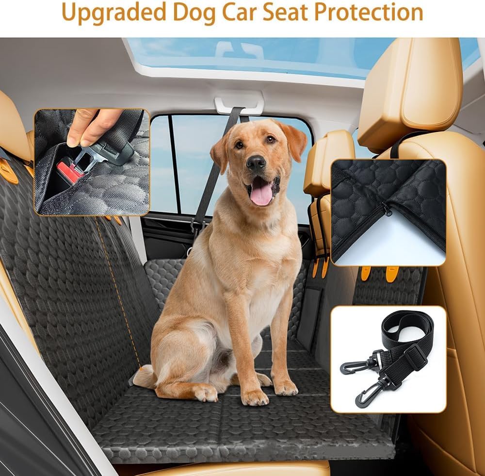 Asiento para Mascota Impermeable y Resistente Protector Coche para VW LAVIDA 2012-2023, Funda Coche Perro Protector Asiento con Ventana de Malla Perros Accesorios,A Gray