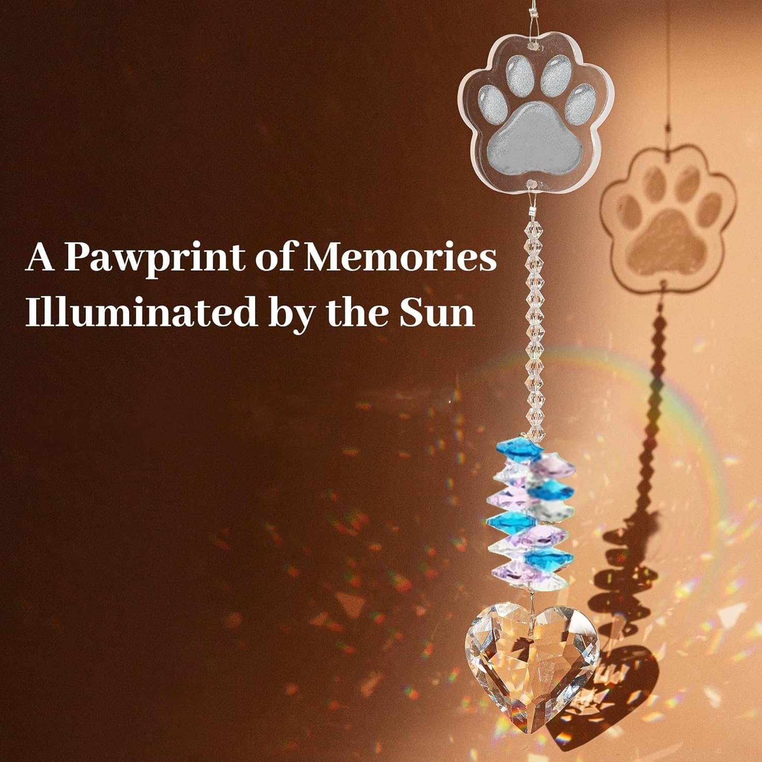 Pet Paw Print Memorial Gifts Crystal Suncatcher, Thoughtful Dogs and Cats Remembrance - Image 4