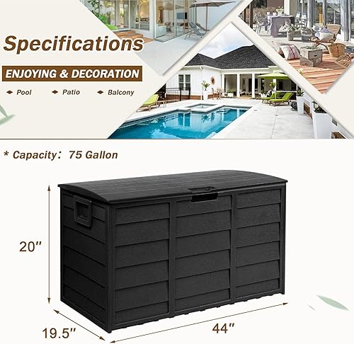 Miniatura 4 de Caja de almacenamiento grande para exteriores de 120 galones, contenedor de almacenamiento de resina para patio, almacena juguetes y cosas diversas
