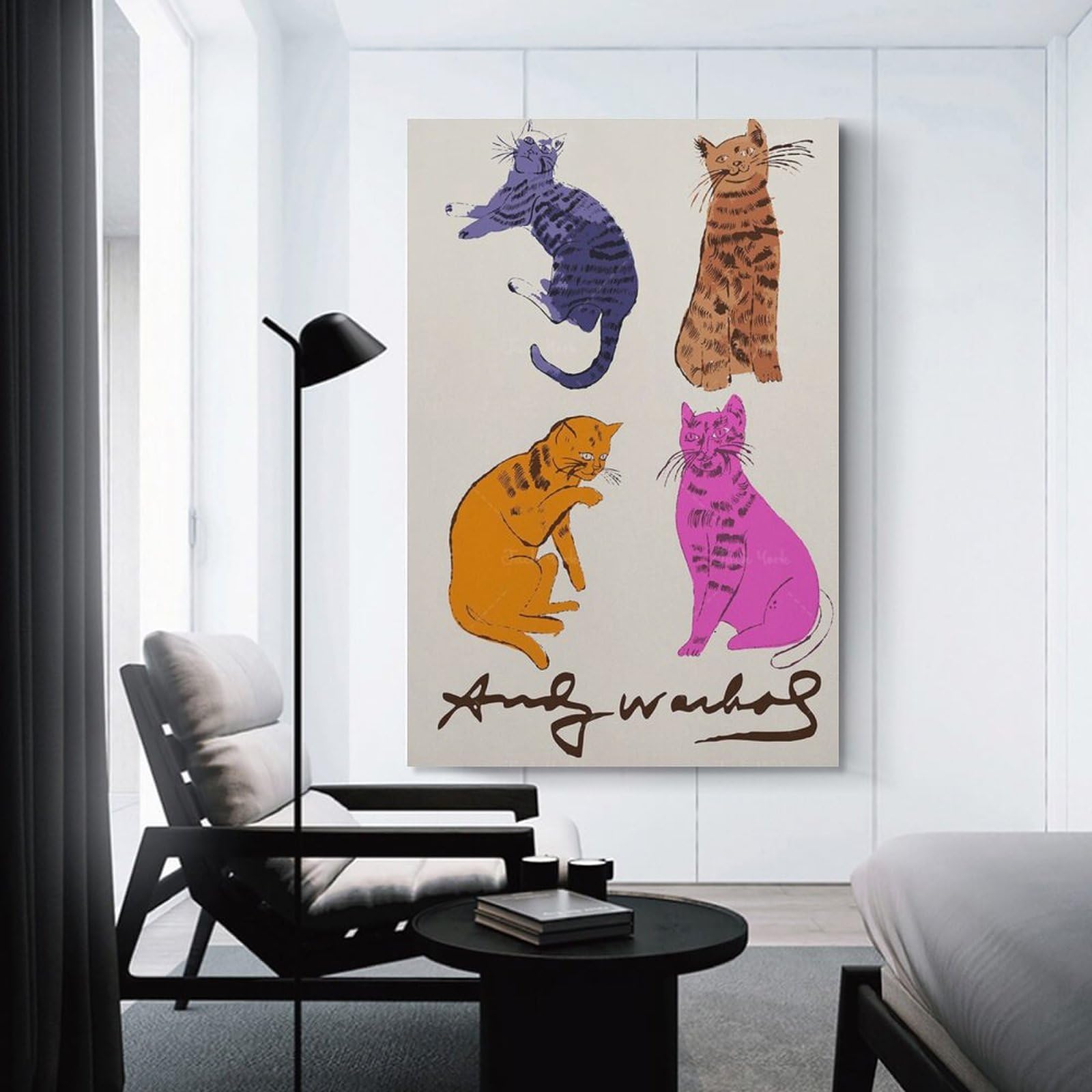 アンディ・ウォーホル、猫6B、超希少画集画、美品、新品額装付 アンディ・ウォーホル、猫6B、超希少画集画、美品、新品額装付