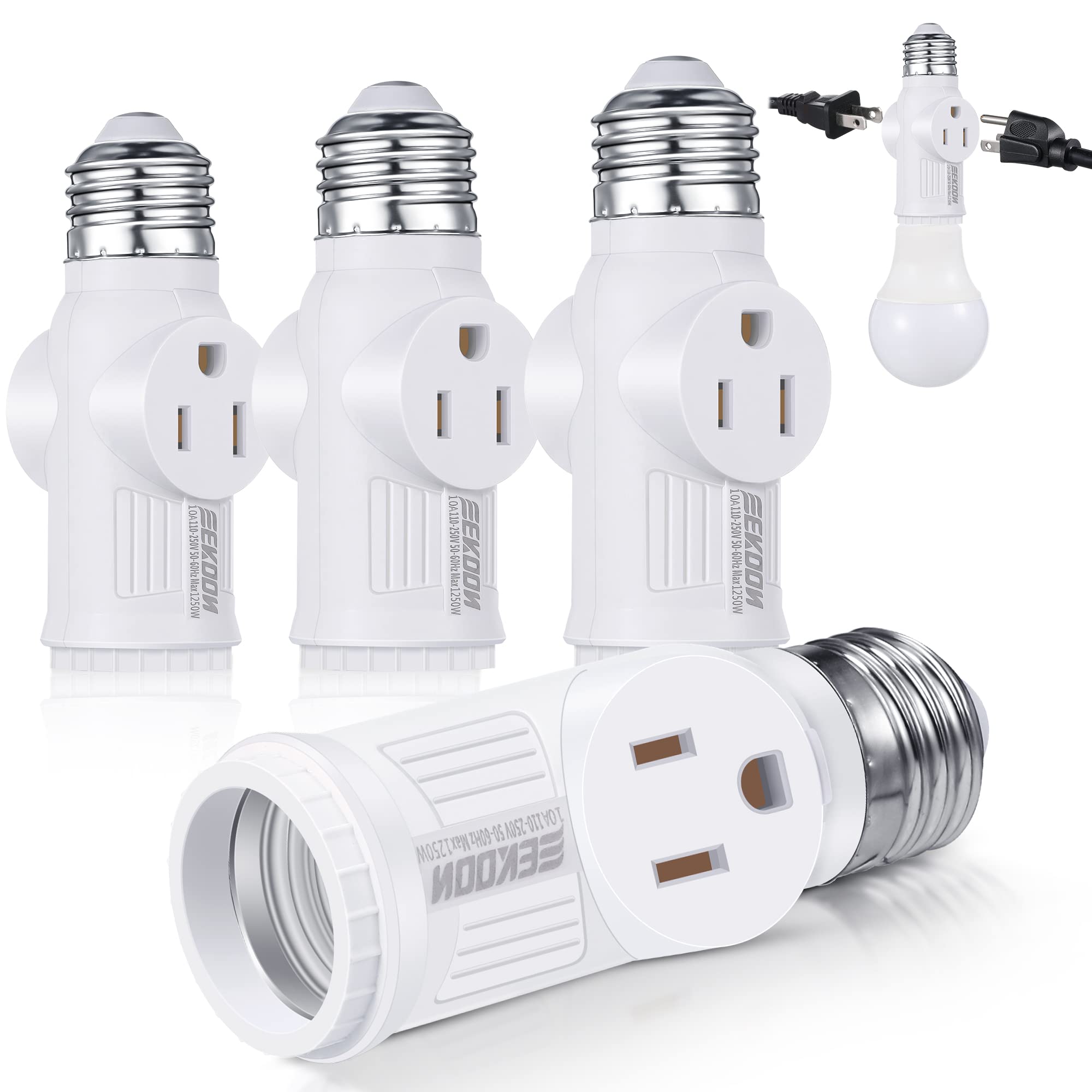 Buy 3 Prong Light Socket Adapter, E26 Light Bulb Outlet Adapter