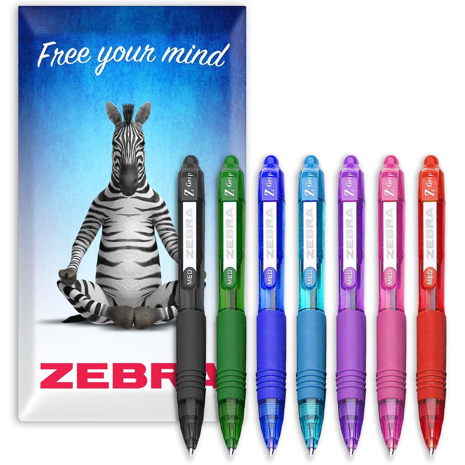 Zebra Z-Grip Smooth Mini Retractable Ballpoint Pen - 1.0mm Nib Width - 11.5cm Barrel Length - Multicolour Pack of 7 Pens in Envelope Gift Packaging