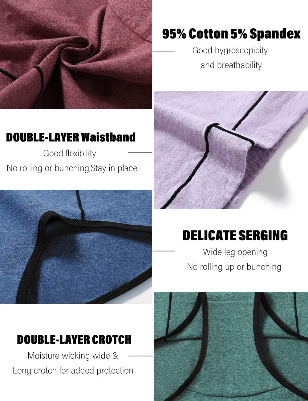 POKARLA Women's Cotton Stretch Underwear Ladies Mid-high Waisted Briefs Panties 5-Pack - Image 5