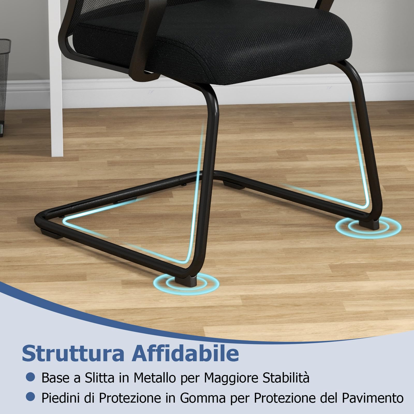 COSTWAY Sedie Sala d'Attesa con Braccioli, Poltrona da Ufficio con Struttura in Metallo, Sedia Imbottita Senza Ruote, per Ospiti per Ufficio Riunioni Conferenza, 62 x 59 x 94 (2)