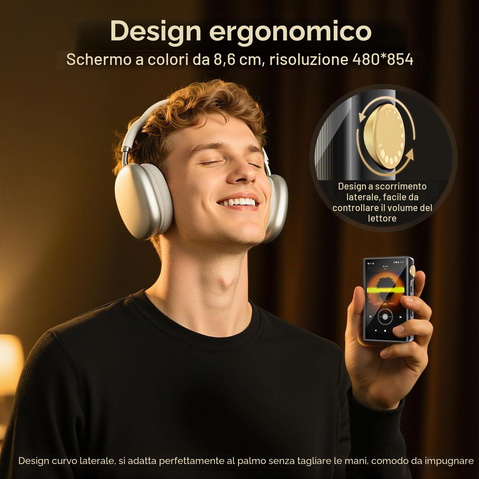 Lettore MP3 Hi-Fi con Bluetooth e WiFi, lettore musicale ad alta risoluzione ZAQE Android 12, DAC DSD senza perdita di dati Flac, Dotato di una scheda di memoria da 64 GB, supporta fino a 512 GB