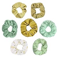 Vista 10 de 7 ligas elásticas de terciopelo sólido para el cabello, estilo suave para mujeres, cabello largo y grueso, sin daños (beige)