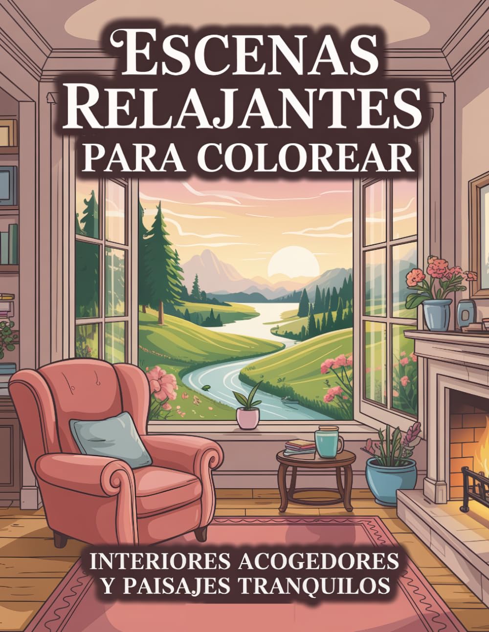 Escenas Relajantes para Colorear: Interiores Acogedores y Paisajes Tranquilos Libro de Colorear para Adultos con Diseños Antiestrés.