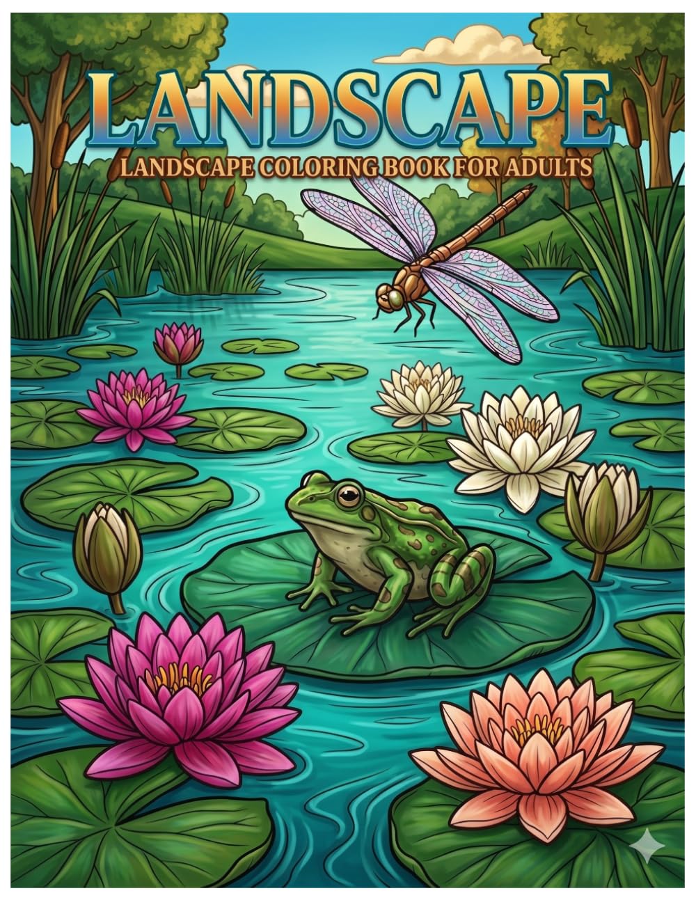 Landscape Coloring Book for Adults: 39 Relaxing Nature Scenes with Mountains, Forests, and Oceans: A Stress Relief Coloring Book for Adults Featuring Bold and Easy Designs with Thick Lines