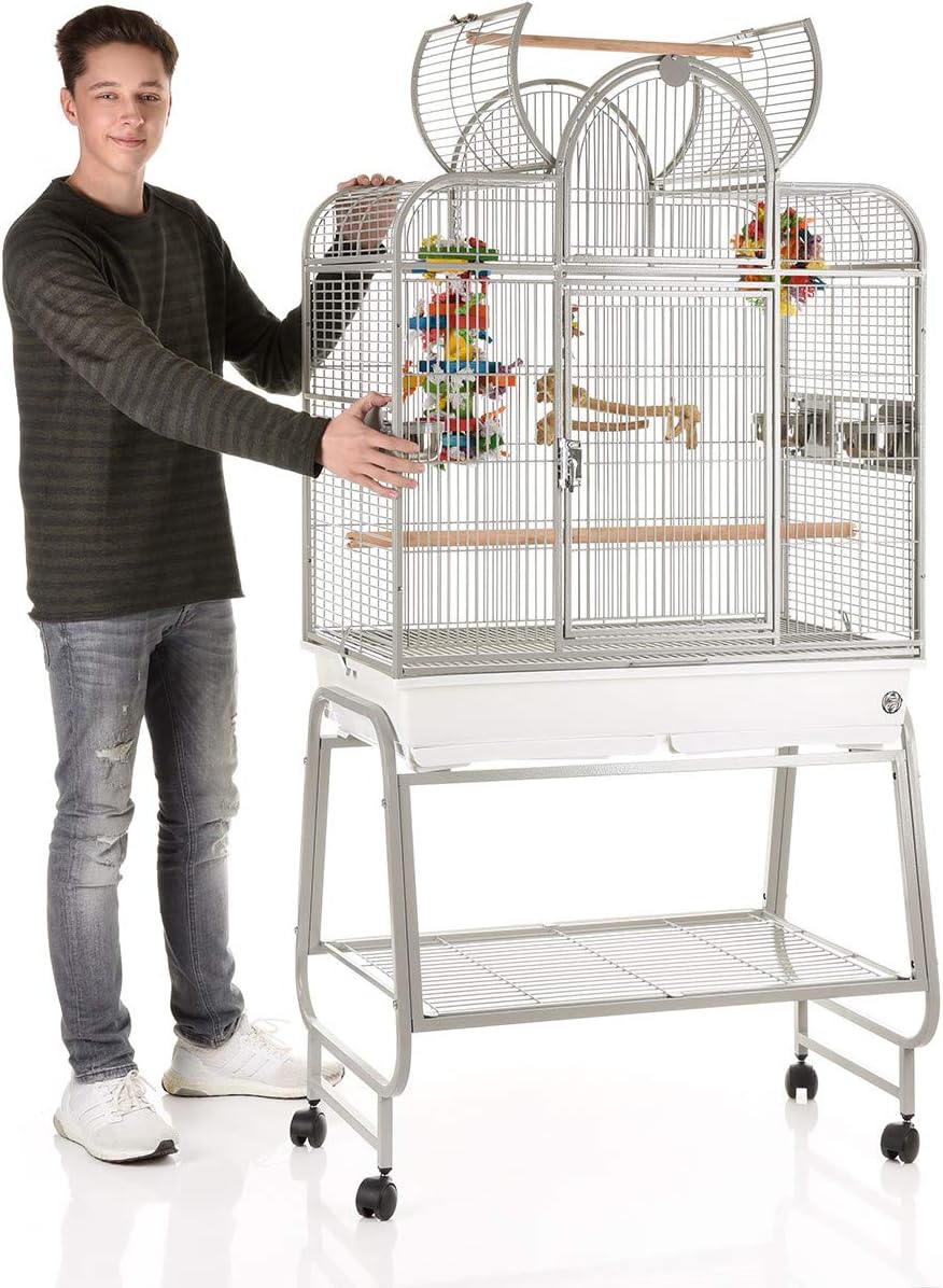 Großer Vogelkäfig 90cm - Mit Zubehör Für Wellensittiche & Kanarienvögel