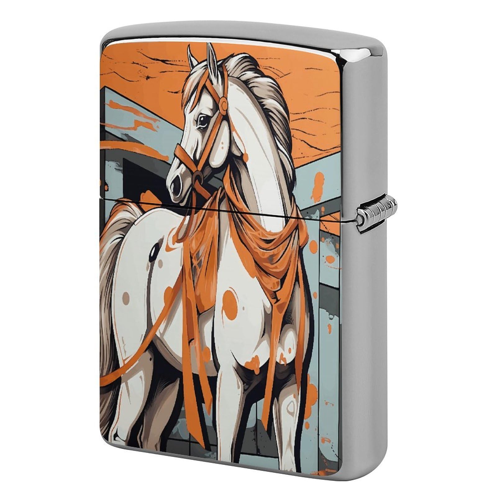 Btcowzrv Style A Cartoon Horse Metal Lighter Case Sleeve Cover Holder