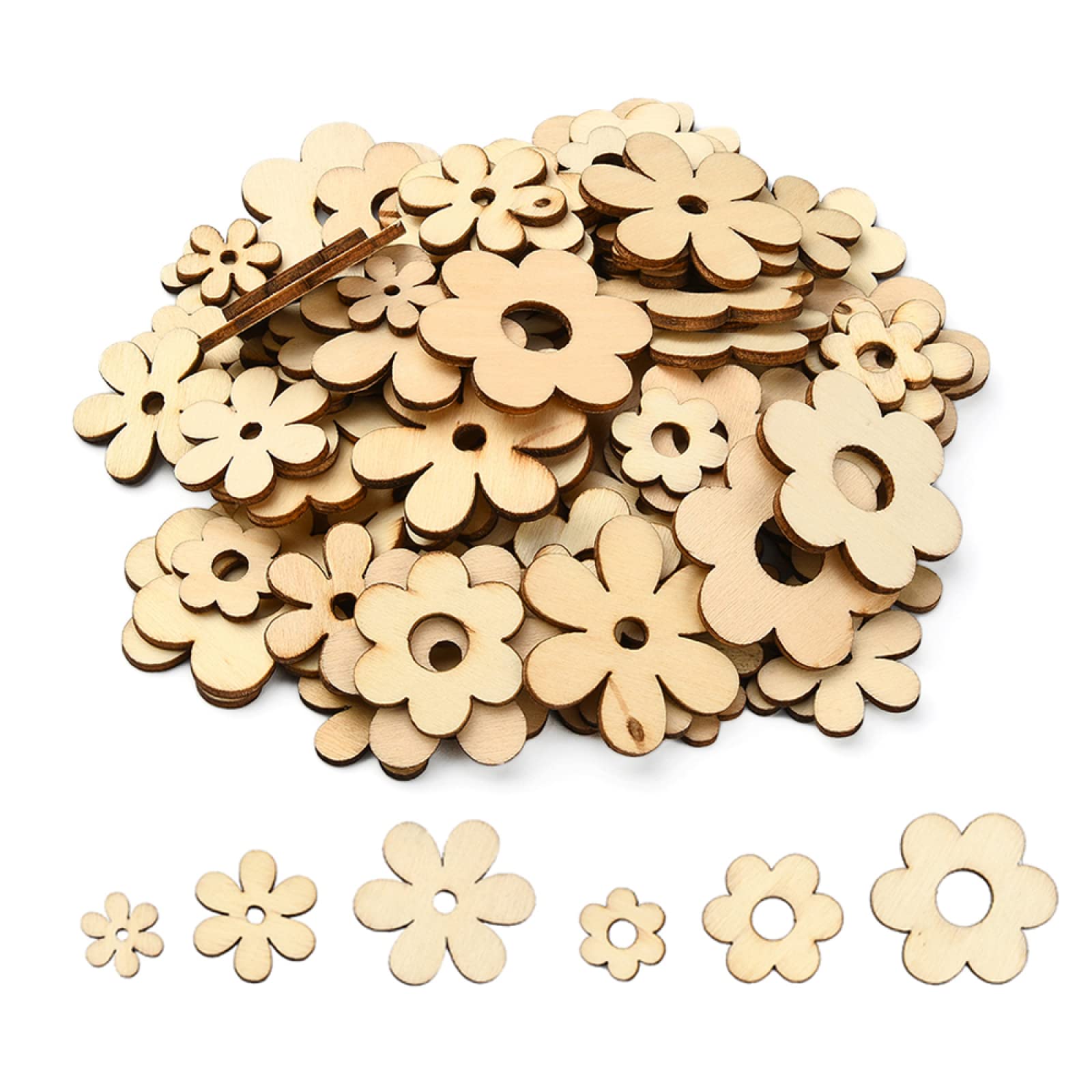 UR URLIFEHALL 100 Pcs Plum Bossom Wood Cutouts Ornaments Unfinished Laser Cut Flower Wooden Paint Crafts for Scrapbooking Crafts Homemade Gifts