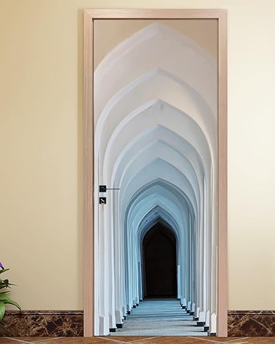 Miniatura 4 de FLFK - Adhesivo adhesivo para puerta, 3D para puerta, autoadhesivo, extraíble, para decoración del hogar, 30.3 pulgadas de ancho x 78.7 pulgadas de