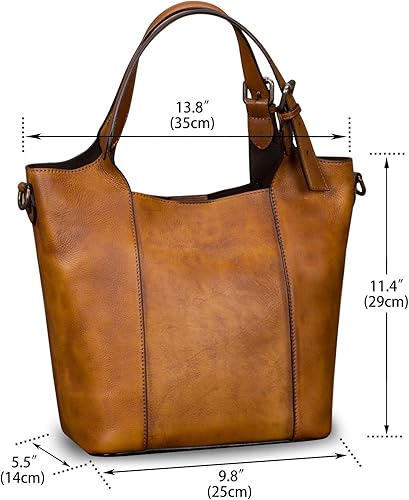 Miniatura 5 de Genuine Leather Handbag for Women Vintage Handmade Shoulder Bag Purse Tote Cowhide Satchel Crossbody Top-Handle Bags