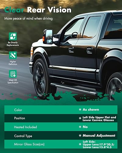 Miniatura 2 de SCITOO Espejo lateral de repuesto para Ford F-250 F-350 F-450 F-550 Super Duty 2000-2005 para Ford Excursion, lado izquierdo superior e inferior