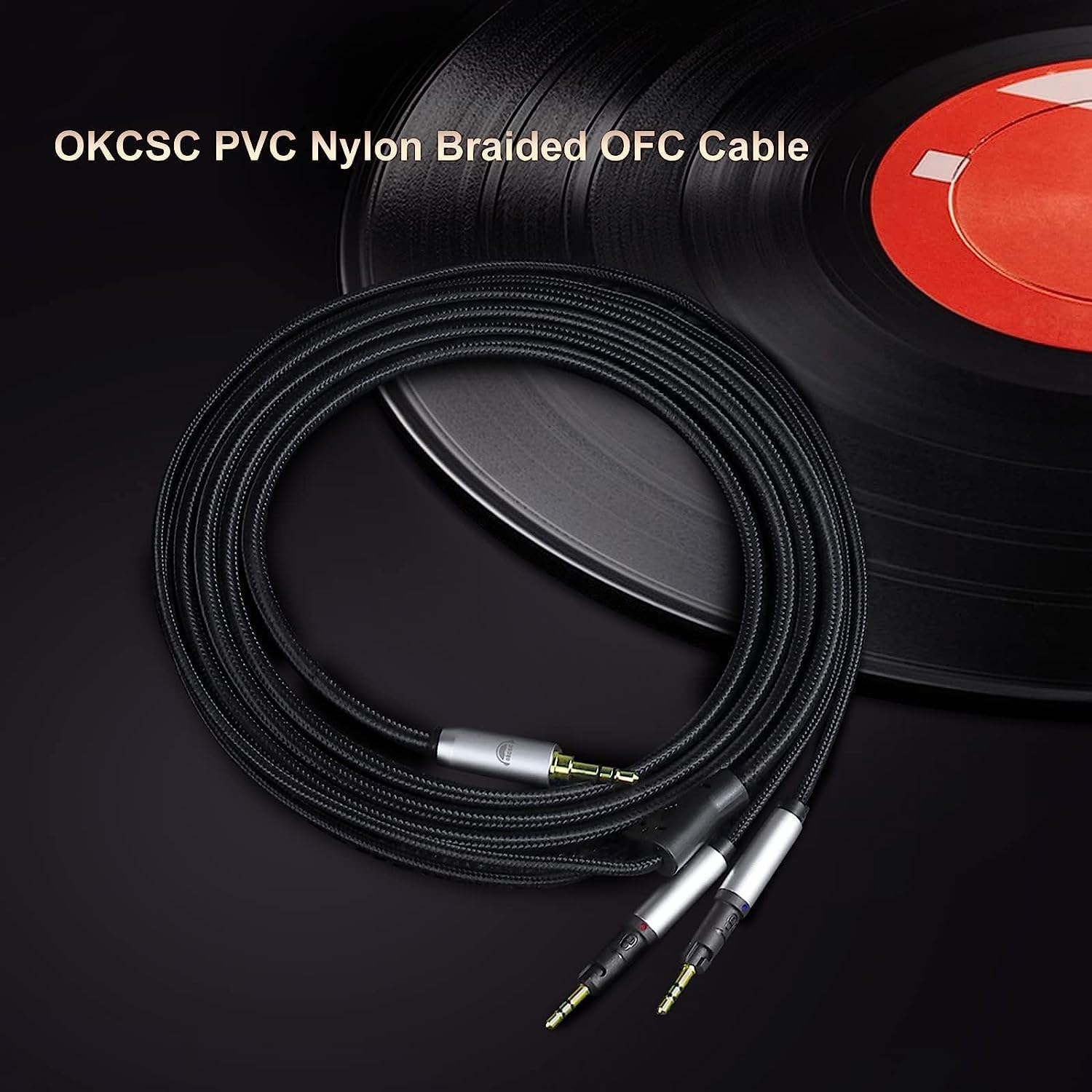 okcsc ATH-R70x Upgrade Replacement Headphone Cable 6.35mm Balanced Plug for Audio-Technica ATH-R70x R70Xa Headphone Cable 4 Core PVC Nylon Braided OFC Cable 6.5FT Length - Image 2
