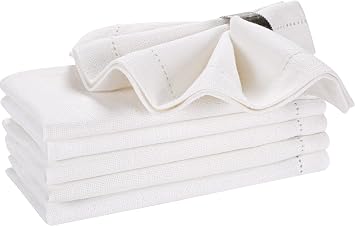Cloth Dinner Napkins Set of 6 100% Cotton White Dinner Napkins 16x16 Reusable for Easter, Christmas, Weddings, Baby Shower, Parties