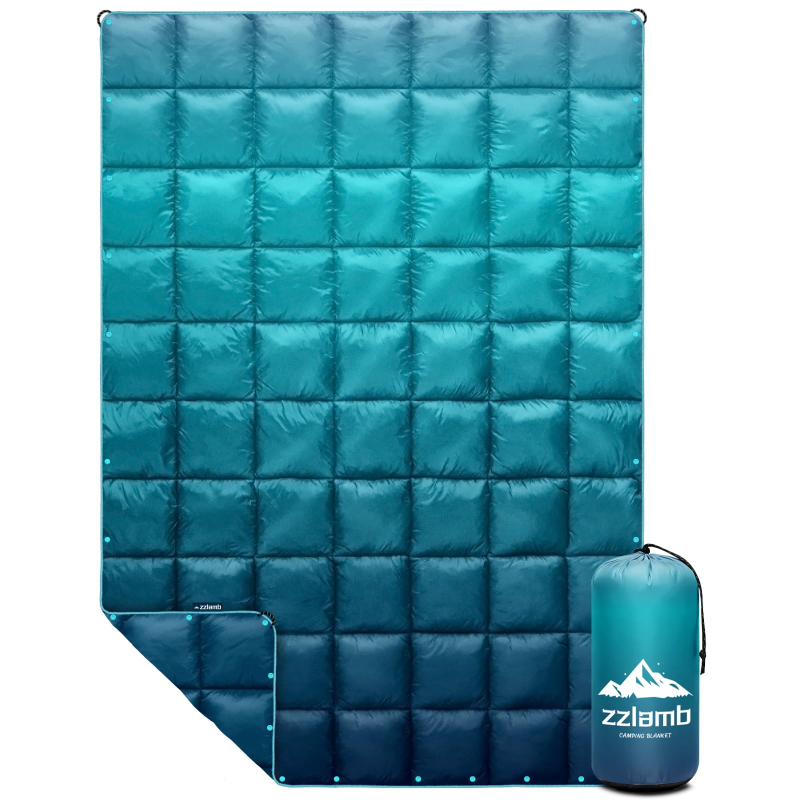 zzlamb Camping Blanket for Cold Weather,Outdoor Puffy Blanket Portable Down Alternative,Windproof Warm Cloak with Snaps,Cozy Quilt Backpacking Picnic