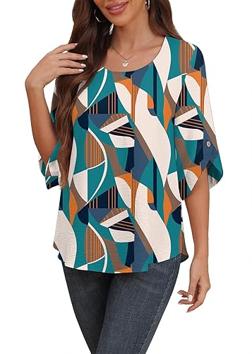 Askyes Women's 2025 Summer Chiffon Blouses Bell Short Sleeve Tshirts