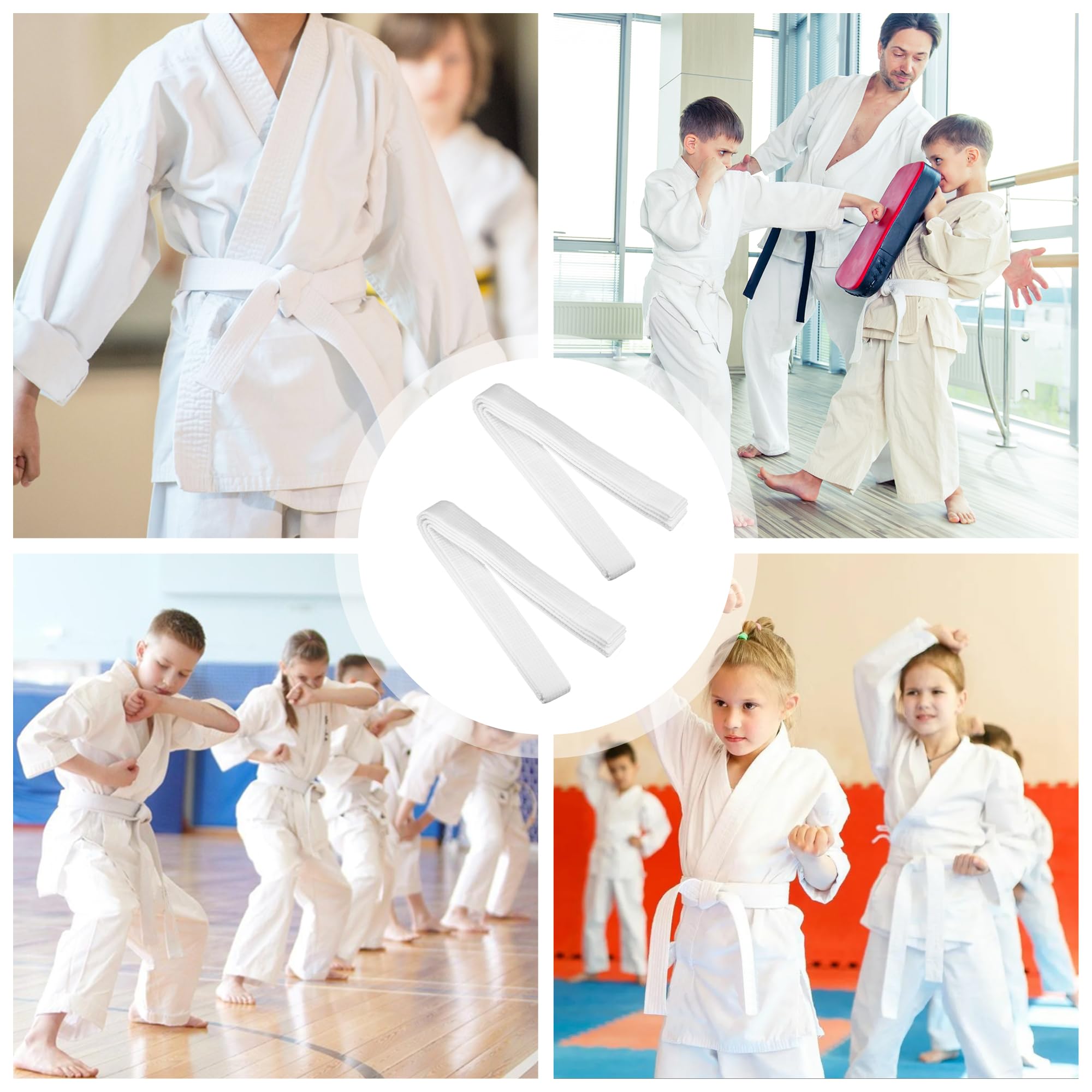 2 sztuki judo karate pasek do sztuki walki karate judo bawełna Taekwondo Belts profesjonalny pasek do karate aikido biały pas dla dzieci dorosłych pas do sportów walki 260 cm