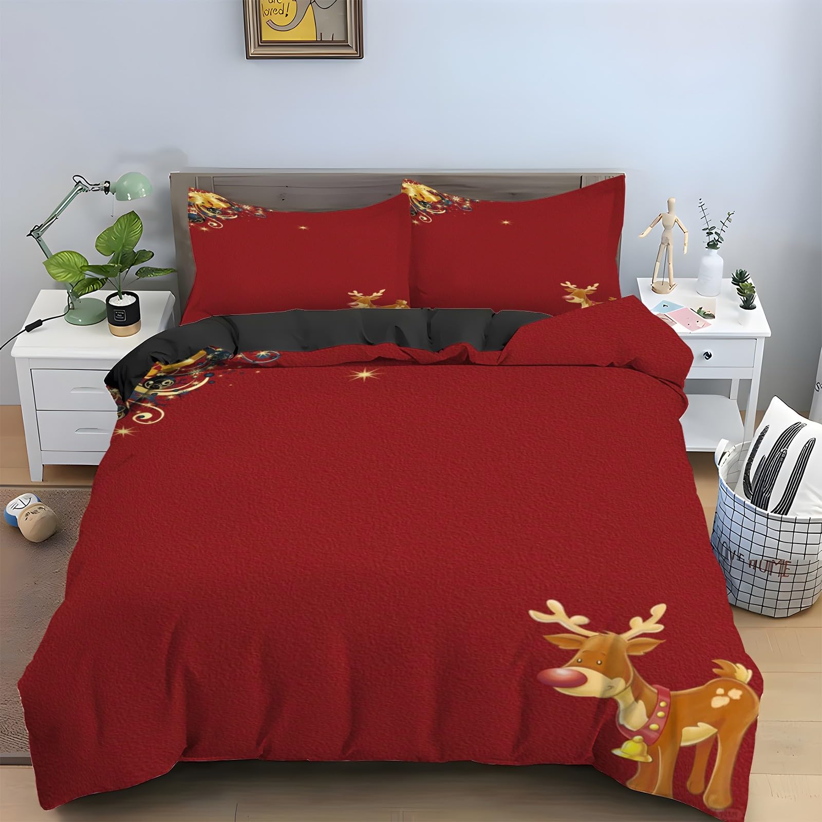 Parure de lit wapiti 220x240 en microfibre douce premium avec finitions zippées
