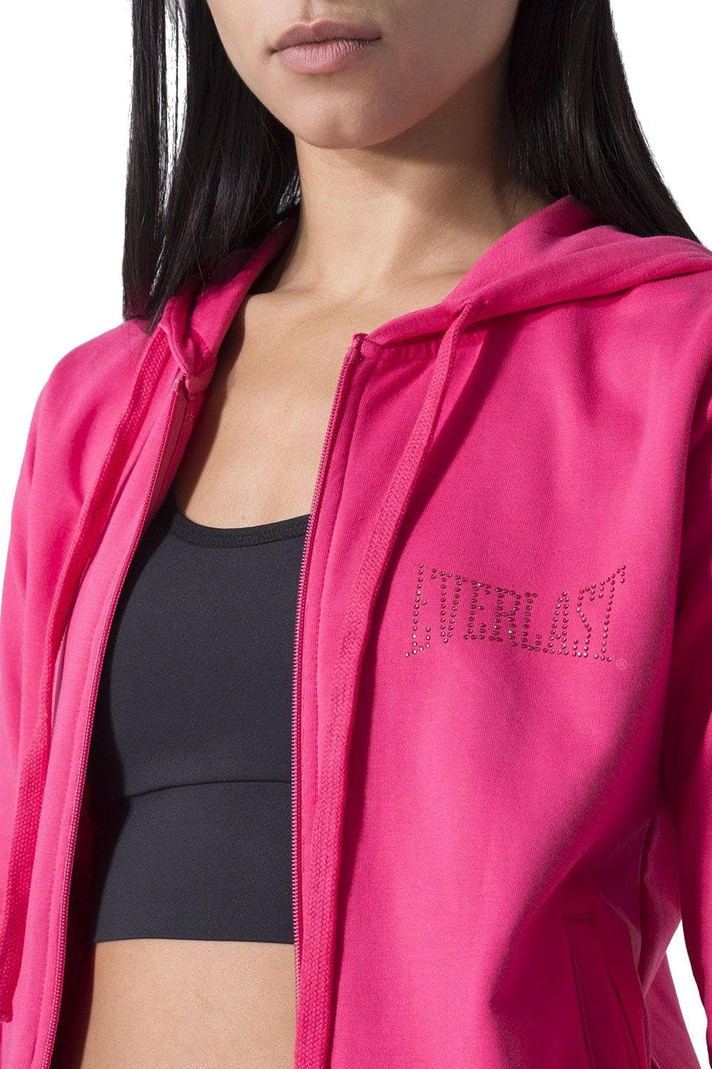 Everlast tuta da ginnastica per donna completo sportivo in cotone felpato set per sport e tempo libero o palestra (IT, Testo, L, Regular, Regular, Fuxia/Nero cappuccio)