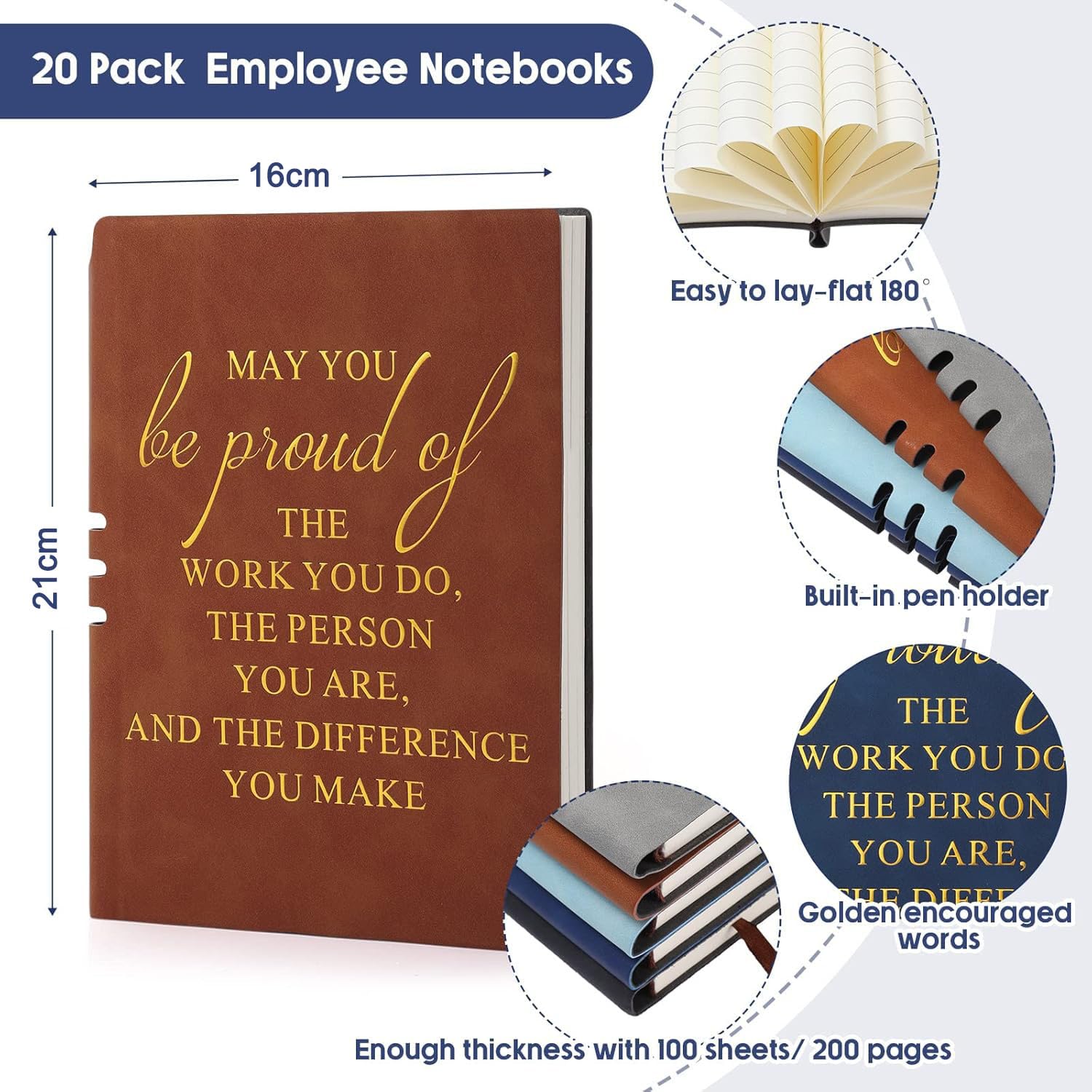 Thank You Gifts For Colleagues Leather Notebook A5,Leaving Gifts For Colleagues Women,Employee Appreciation Teacher Gifts,Team Gifts For Employees Ballpoint Pen Notebook For Coworkers (Grey) - Image 2