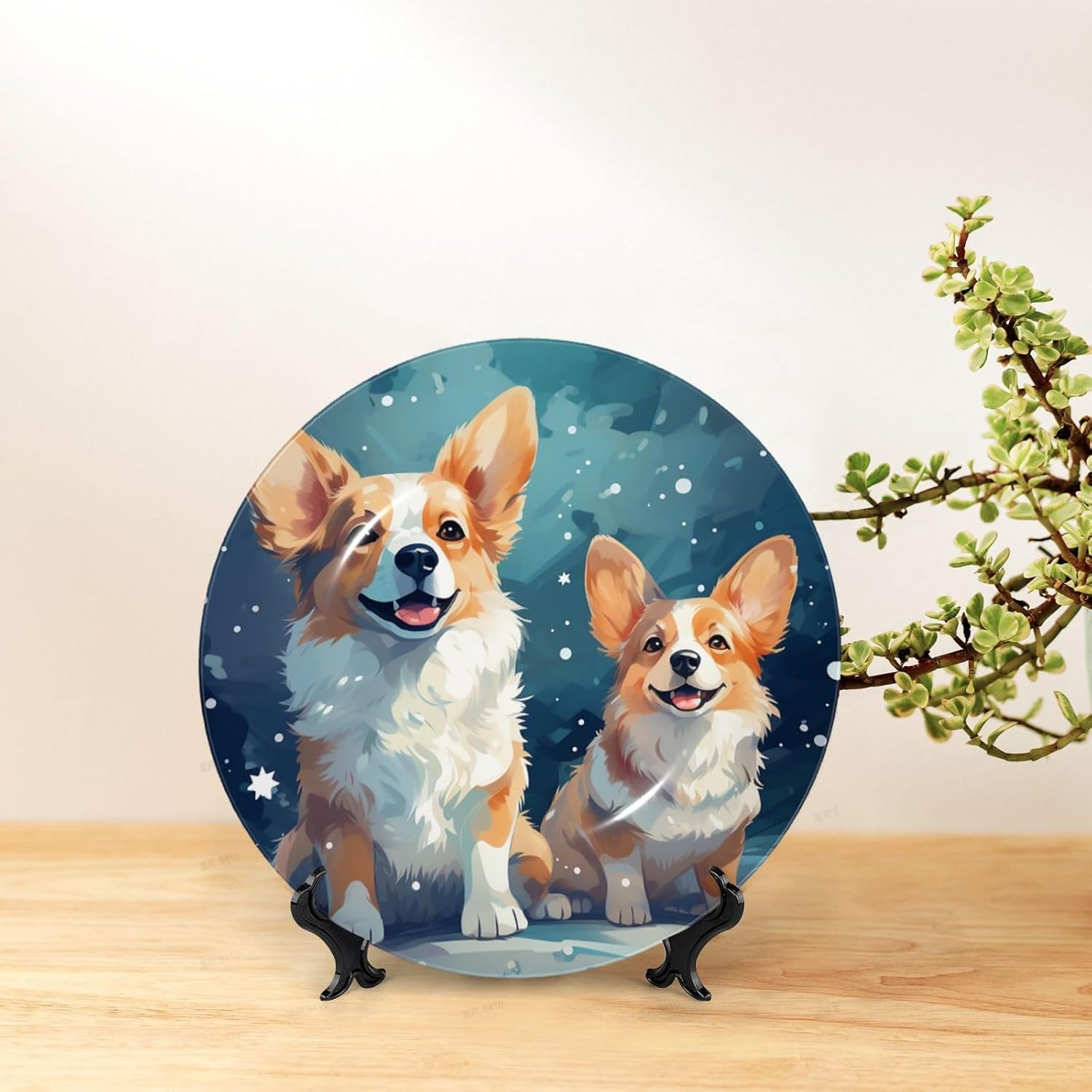 Decorative Plate Art Crafts Bone China Decorative Plate with Display Rack Souvenir Wall Decor Ceramic Ornaments Dinner Plates Ceramic Decoratives Plates for Home Office 10in