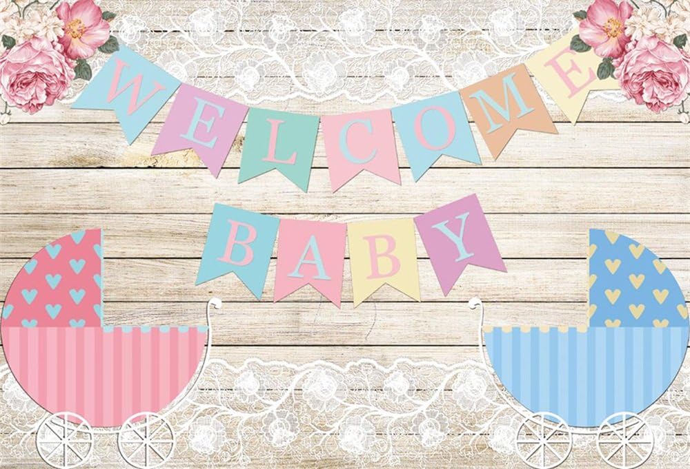 LFEEY 7x5ft Wooden Wall Baby Shower Photo Booth Backdrop
