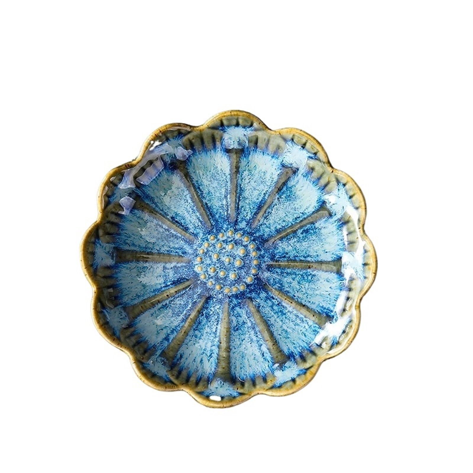 ZHSOAO 2pcs Elegant Lotus Leaf Pattern Sturdy Ceramic Trinkets Dish Accessory Jewelry Display For Rings Necklaces And Bracelets Key Storage for Jewelry(Color 12)