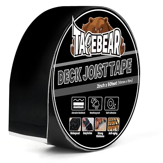 Joist Tape 2"×50', Deck Joist Tape Butyl Sealant Joist Flashing Tape for Decking, Waterproof Anti-Corrosion Weather Resistant Tape for Wood Decks Beams Rim, Roof