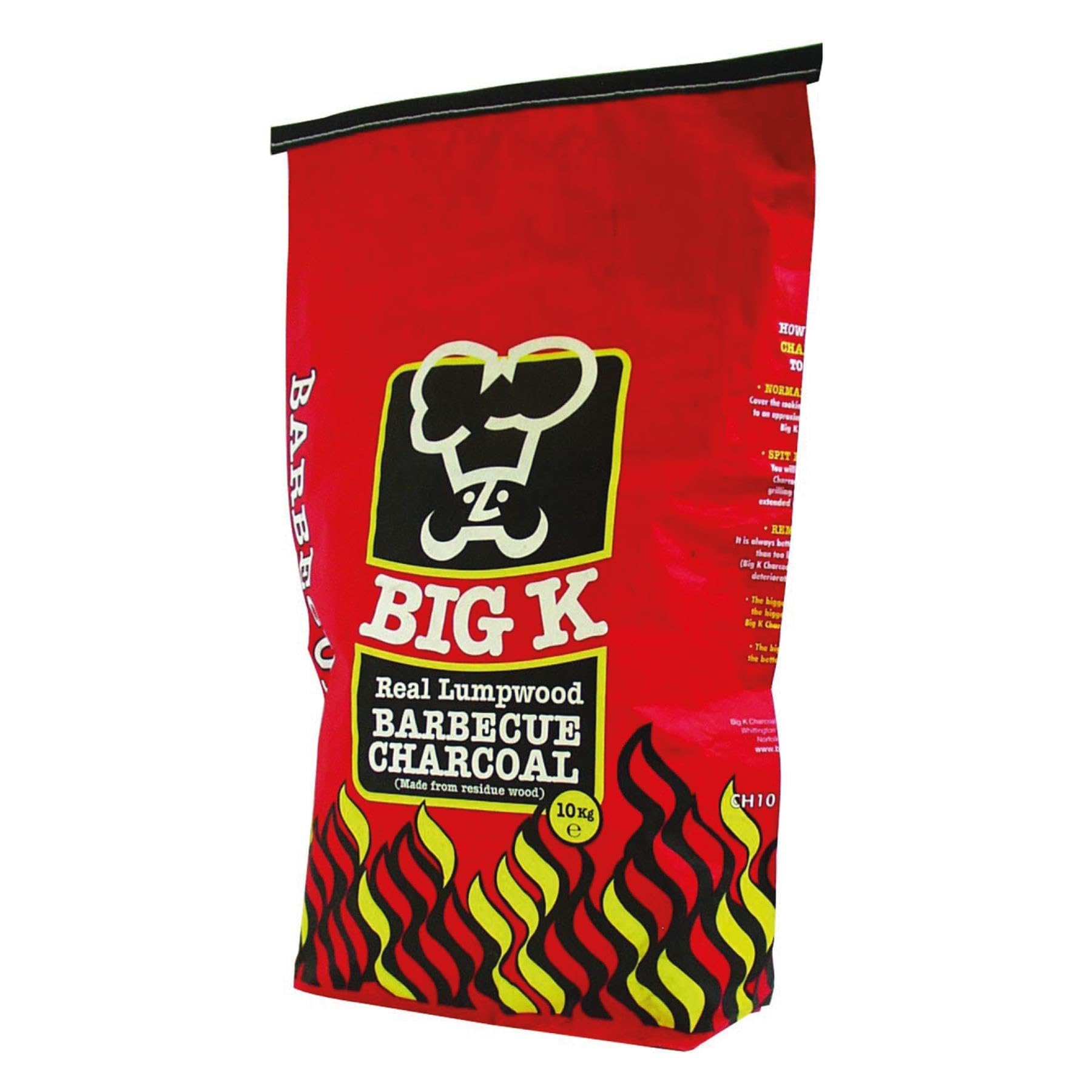 Big K Lumpwood Charcoal 10kg | BBQ Fuel for Grilling | Suitable for Smokers, Garden Events, Camping & Outdoor Entertaining