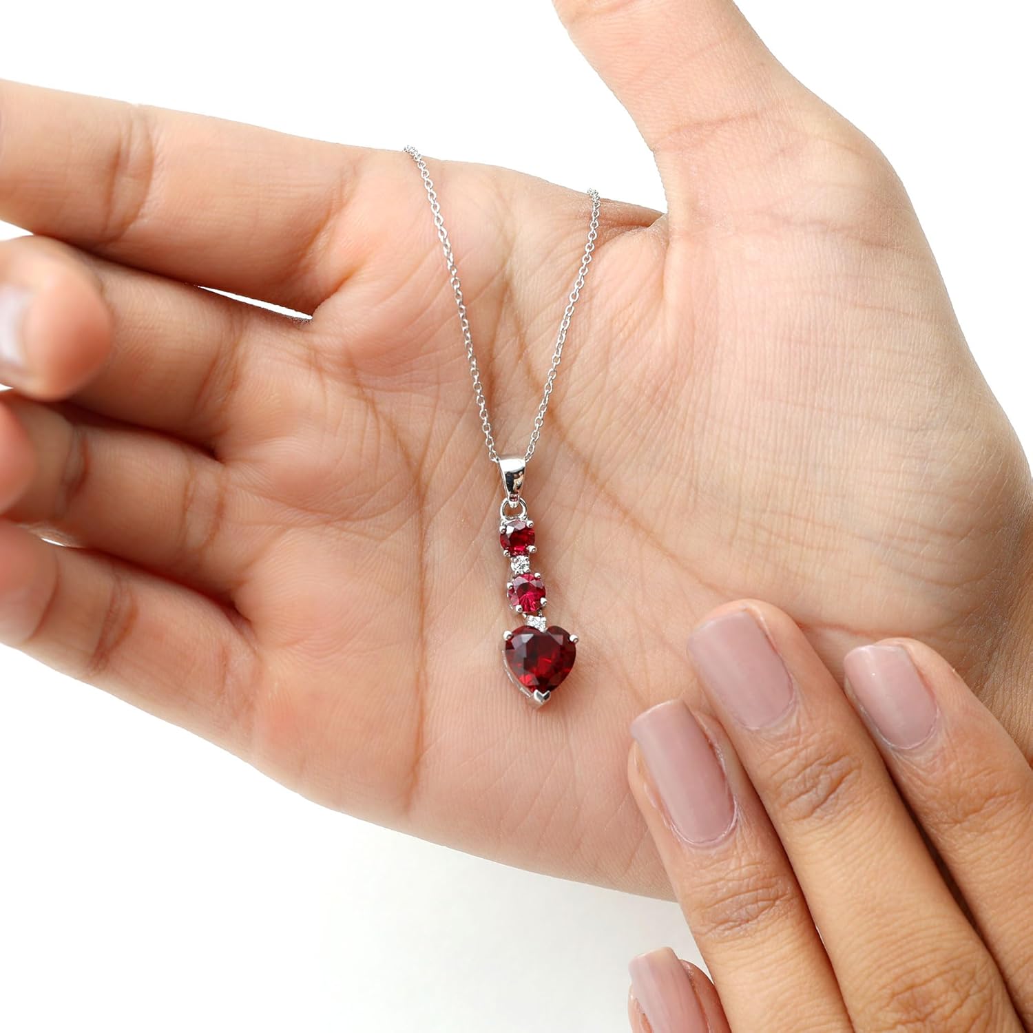Certified 2.8 Carat Lab Grown Ruby Heart Necklace with Silver Chain, Aaaa Quality, Ruby Promise Necklace - Romantic Gift - Image 5